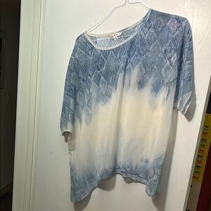 Blue and White Women's Top